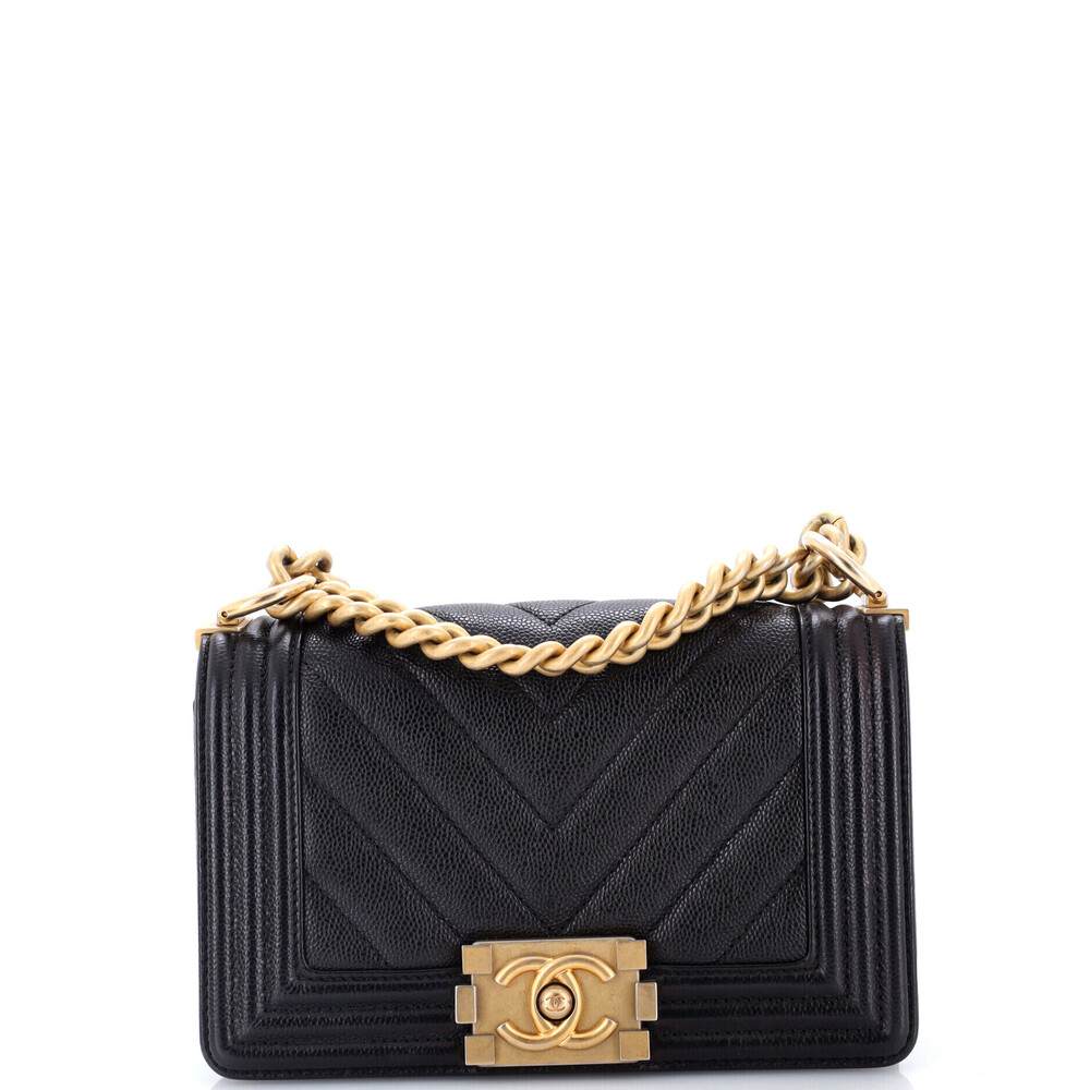 Chanel Small Boy Flap Bag Chevron Caviar